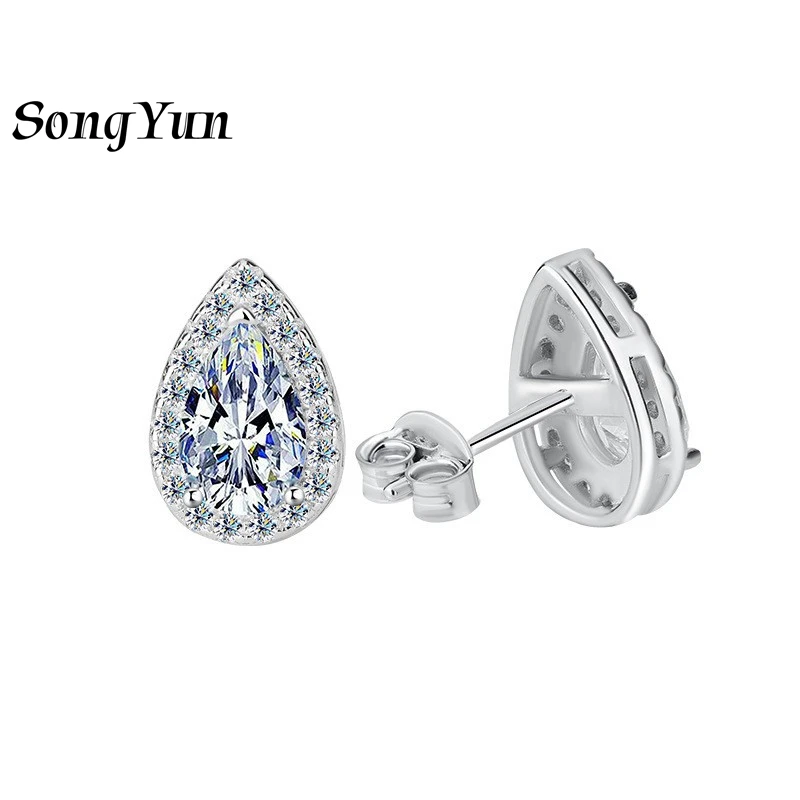 SONGYUN Luxury Jewelry 925 Sterling Silver Earrings Moissanite Diamond Drop Bridal for Wife Real Gold Plated MST Patent Earring