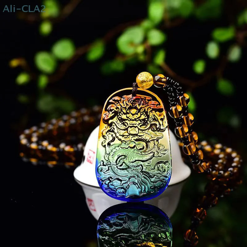 Dragon Year Necklace Three Color Glazed Pendant Dragon Pendant Necklace Accessories Gift For Woman Men