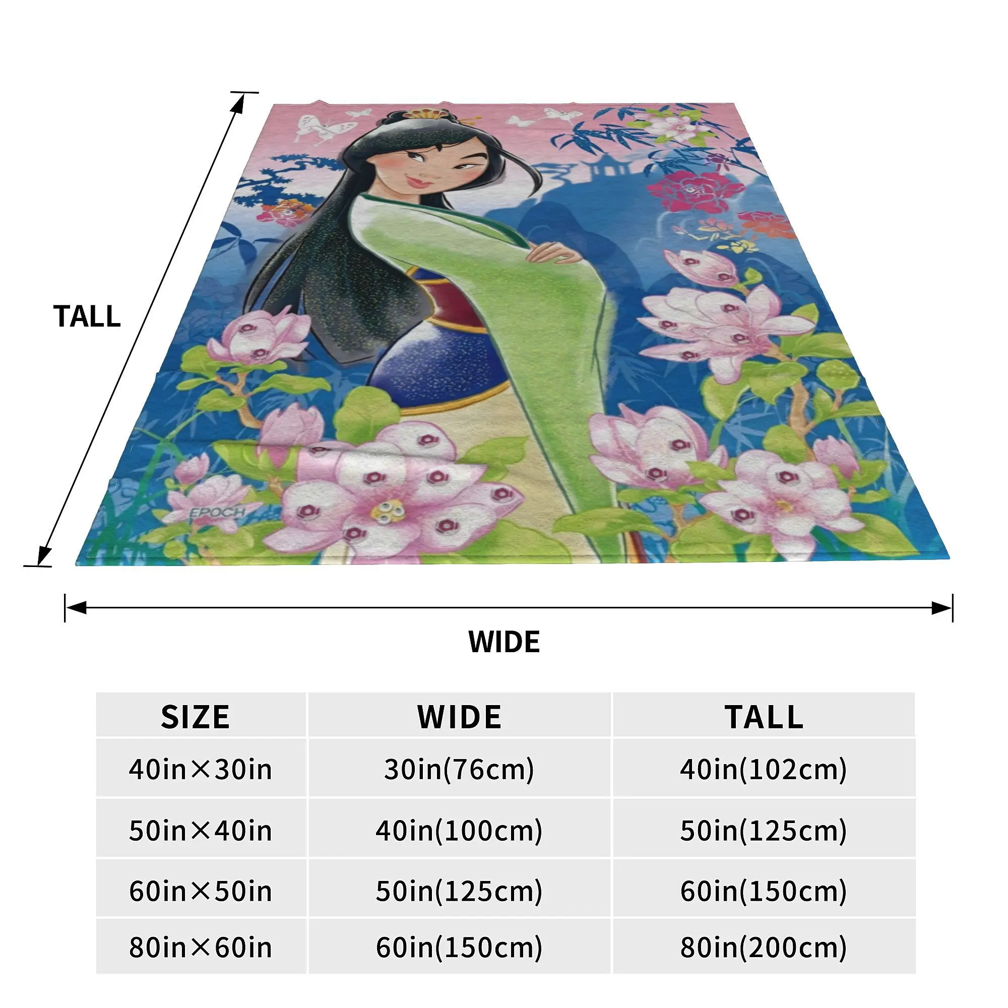 Mulan Princess Beaty Cartoon Blanket Cover Flannel Throw Blanket Bedroom Sofa Printed Lightweight Bedspread Multi-function Quilt