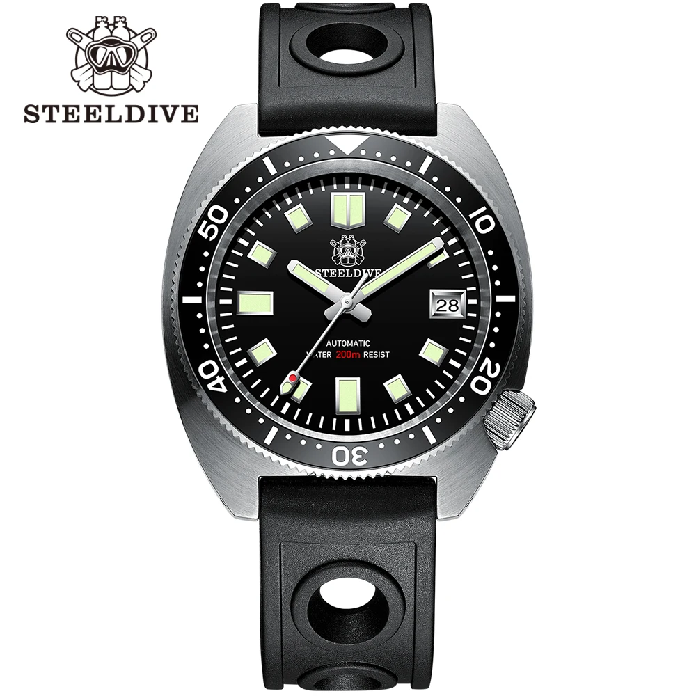 STEELDIVE Thin Abalone Men's Diving Mechanical Wristwatch SD1977 Flat Sapphire Watch Mirror NH35 Movement 200M Waterproof Watch