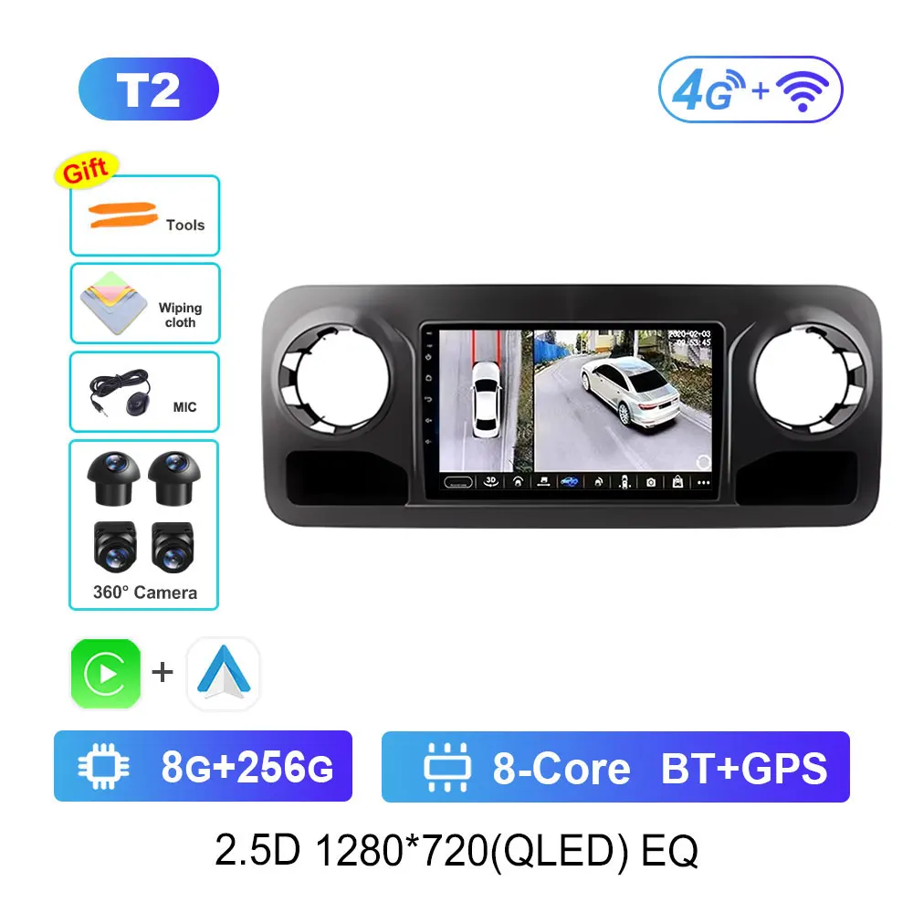Auto Video Multimedia Speler Voor Mercedes Benz Sprinter Spinway W907 2018 2019 2020 2021 Dsp Stereo Draadloze Carplay Touchscreen