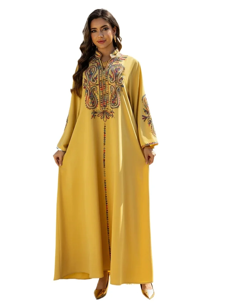 

Ramadan Women Embroidery Dress Abaya Party 2025 Vestidos Largos Muslim Caftan Robe Jalabiya Ramadan Morocco Dubai Kaftan Islam
