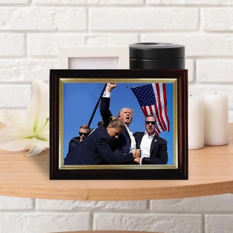 Donald Trump Assault Photo Frame Print Home Decor Painting Pictures President 2024 Fight For Wall Decoration Art Home Crafts