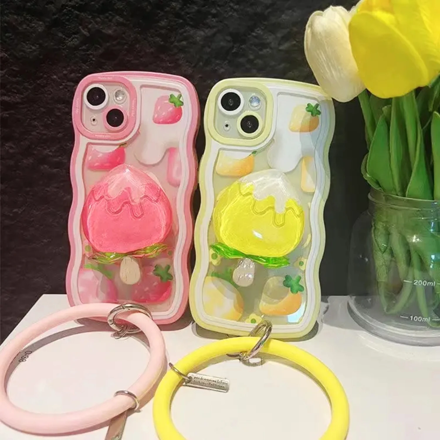 

3D Peach Popsicle Shape Creative Portable Phone Case Holder