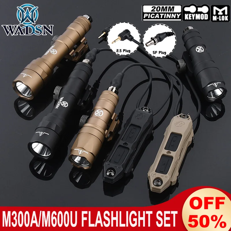 Wadsn M300A M600U Tactical Scout Light M600u 600Lumens High Power Flashlight Hunting Remote Pressure Switch Mlok Keymod 20MMRail