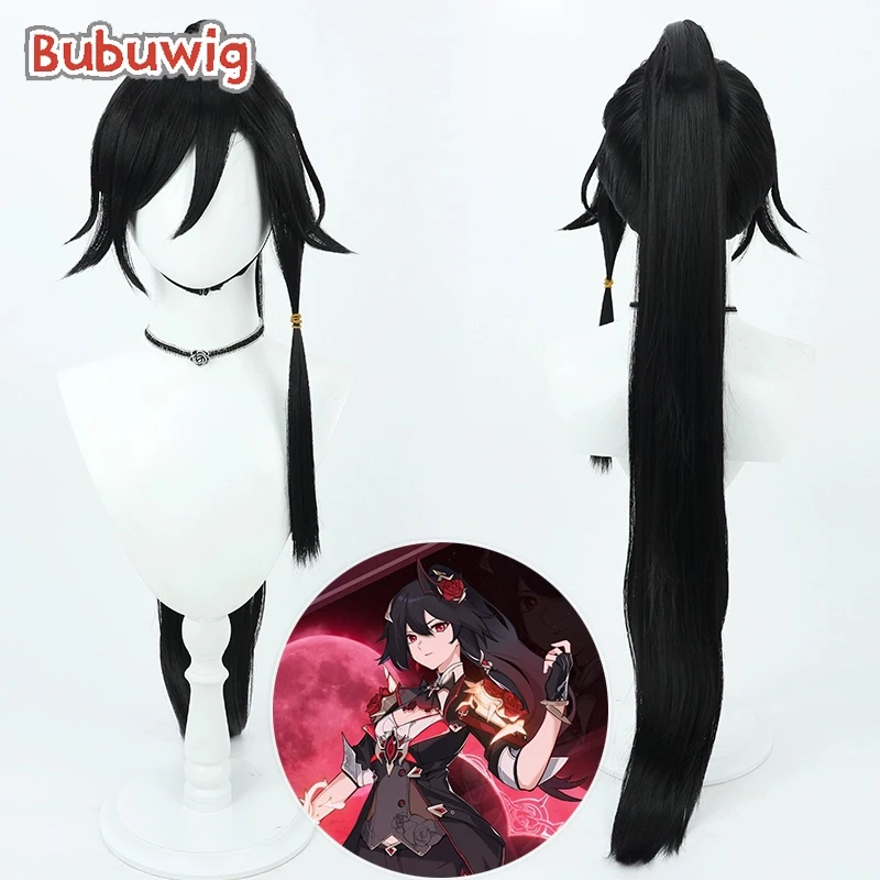 

Bubuwig Синтетические волосы Fu Hua Косплей Парики Honkai Impact 3rd Fu Hua Blood Voivode 95 см Черный хвост Cos Парик Термостойкий