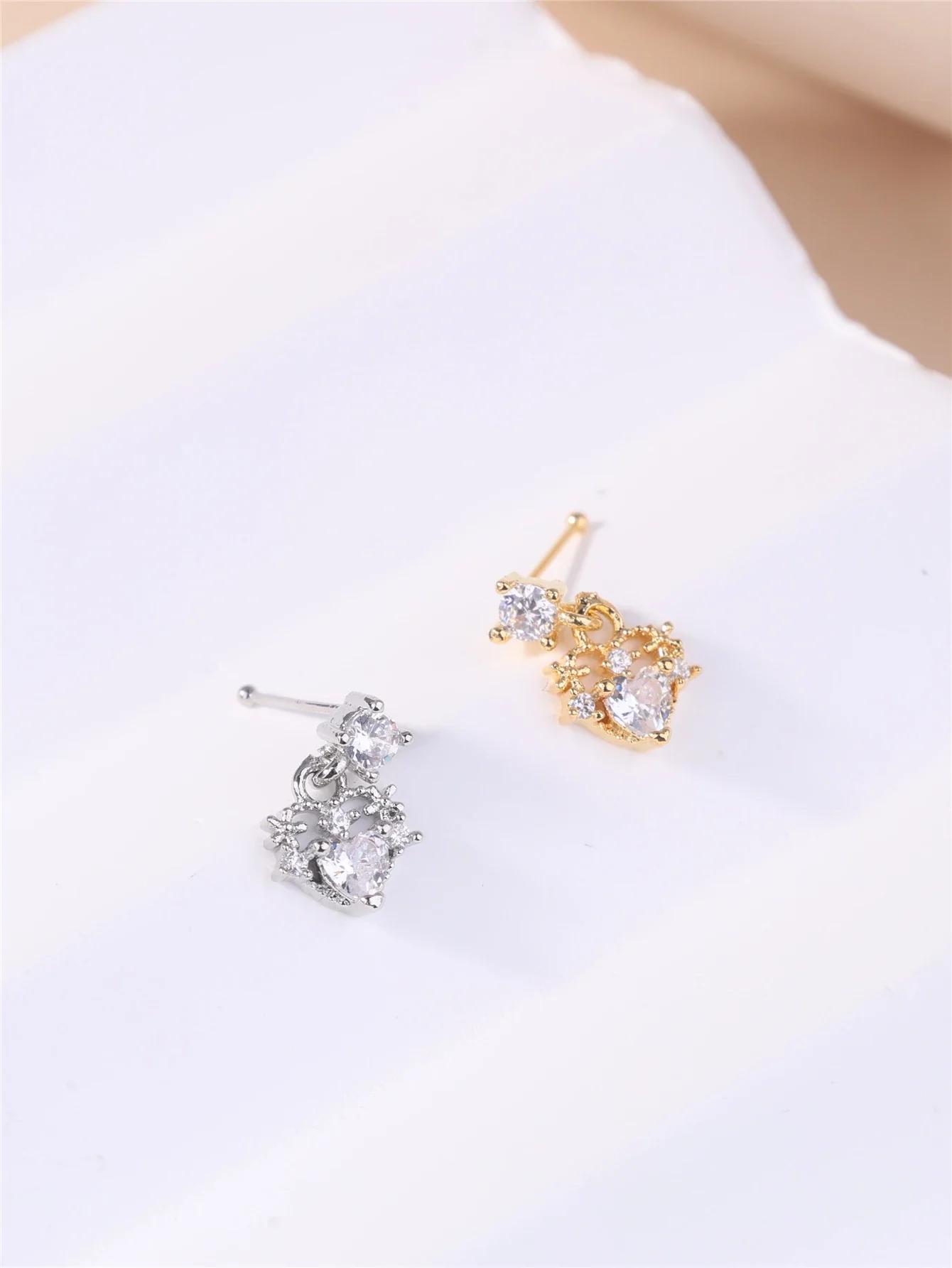 رقيقة استرخى الأنف ترصيع صغيرة الوردي تشيكوسلوفاكيا القلب سحر استرخى الأنف العظام للنساء فتاة لطيف الأنف ثقب المجوهرات مجوهرات الأنف 24 جرام #4