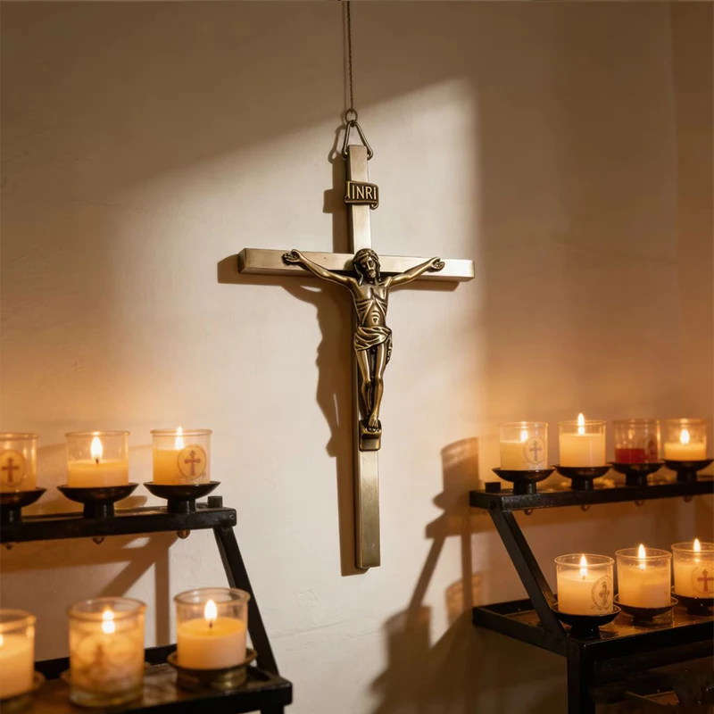

New Metal Wall Crucifix Cross with INRI Jesus Christ for Catholic Home Altar Church Prayer Devotion Christian Gift Wall Decor