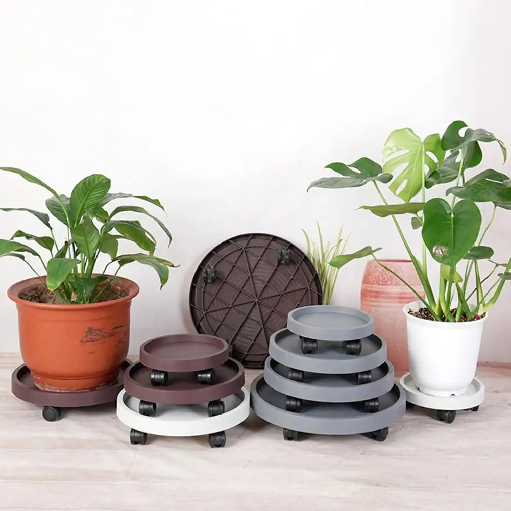 Thickened Plastic Plant Holder Round Plant Pot Pallet with Wheels for Indoor Outdoor Use Flowerpot Stand Planter Caddy for Easy