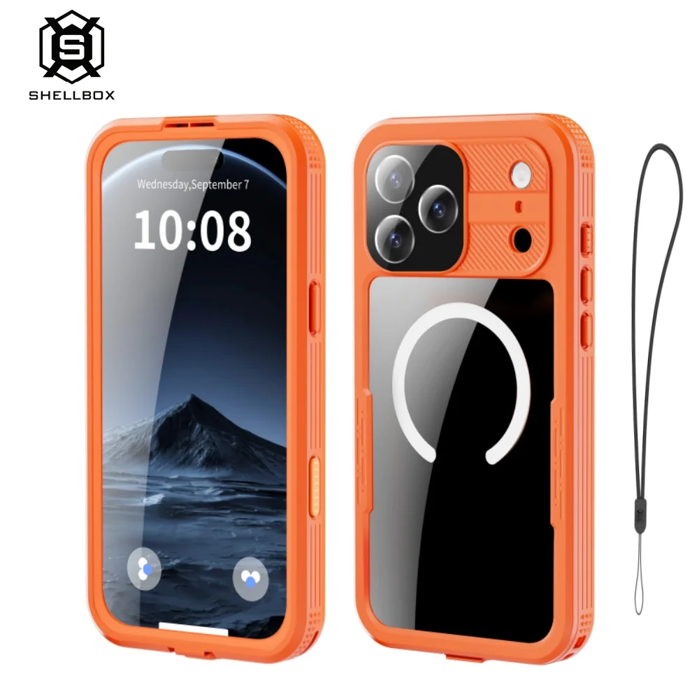 Shellbox Professionelle Wasserdichte Hülle Geeignet für iPhone 16ProMax 17 Air 15 14Pro Handyhülle 360 Grad Rundum-Schutz Sturzsicher