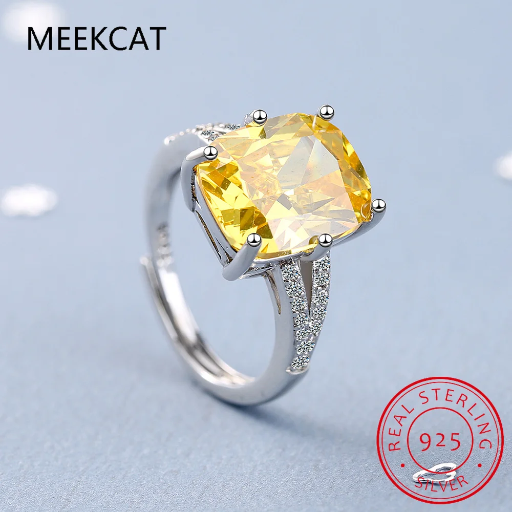 100% 925 Sterling Silver Created Moissanite Citrine Diamonds Gemstone Wedding Engagement Ring Fine Jewelry Gift Wholesale