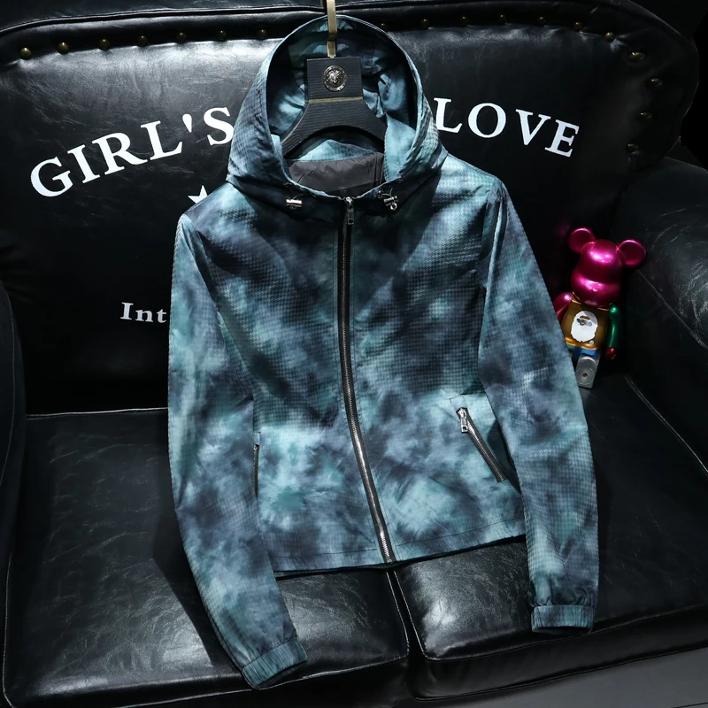 

Fashionable Korean Style Men's Hoodie Jacket Slim Fit Personality Spring Autumn Versatile Polyester Fiber Long Sleeve Coat