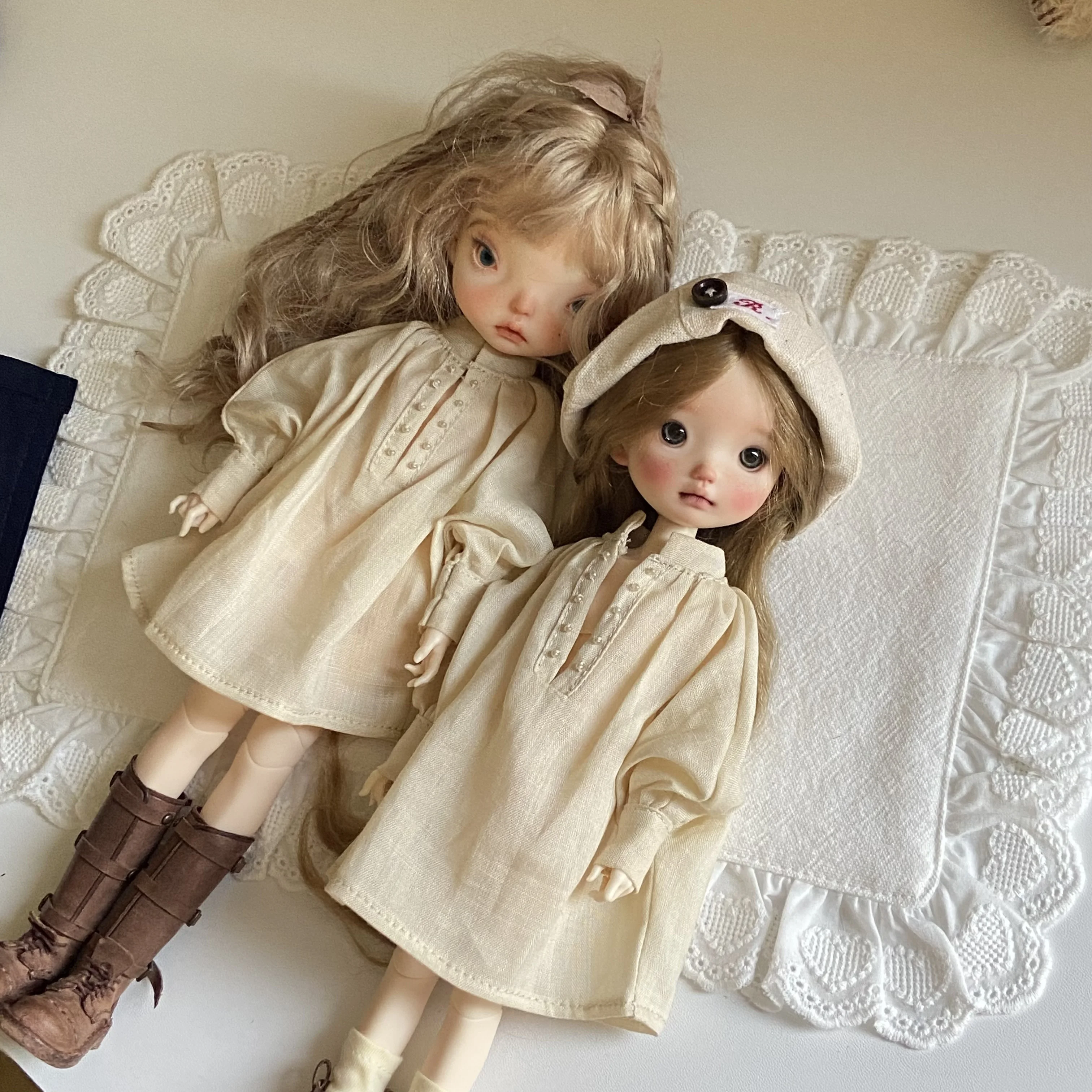 Personalizowana lniana kurtka dla lalek BJD z głębokim dekoltem w serek, luźny krój, mała kurtka dla lalek materiałowych, rozmiary 1/6 1/4 1/3 ob22ob24 W527