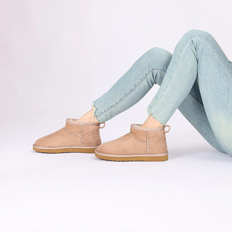 Evshine Winter-Pelz-Schneestiefel für Damen, rutschfest, mit Plüsch gefüttert, Wildlederstiefel, warme, flauschige Hausschuhe, klassische Schneestiefel – Detail 16