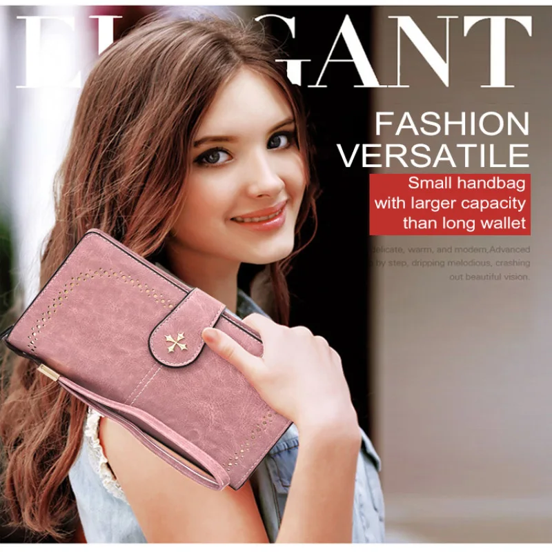 

2024 Large Women Wallets Name Engraving Hollow Out Long Wallet Fashion Top Quality PU Leather Card Holder Wallet For Women