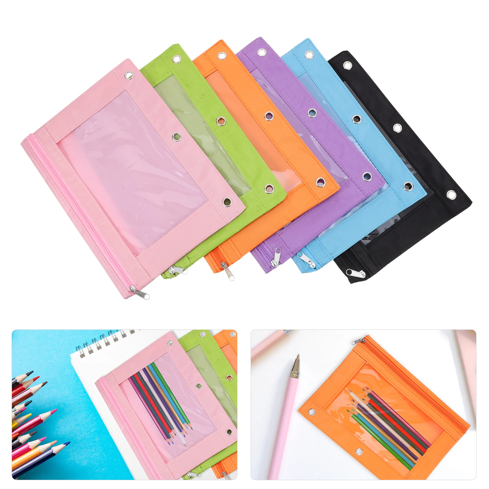 

6 Pcs File Bag Pen Pencil Binder Pouches Holder Cases Pockets Oxford Cloth Accessories Bags