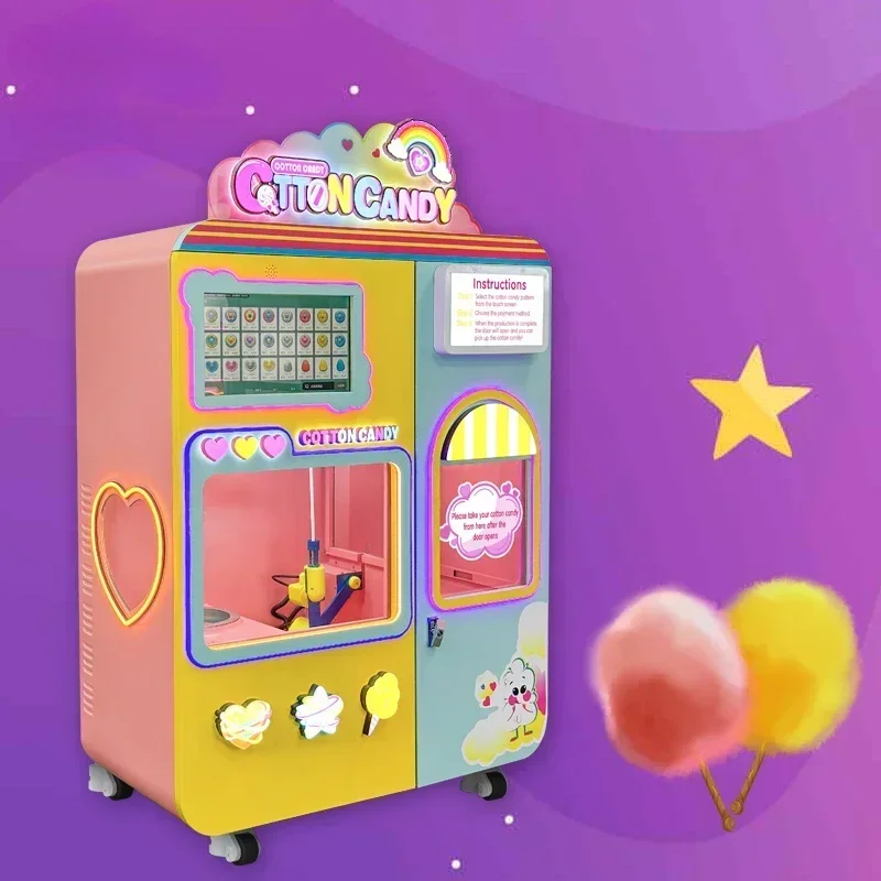 Commercial Candy Floss Vending Machine Fully Automatic Electric Cotton Candy Maker with Adjustable Flower Cotton Candy Features