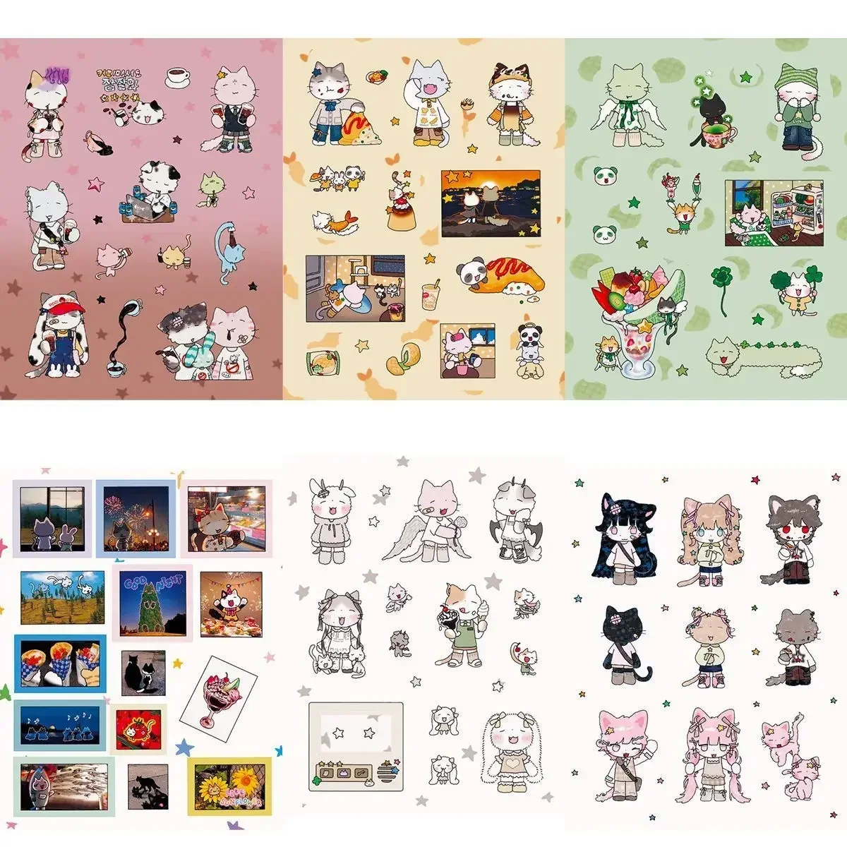 Cat Stickers Korean Stickers Clown Cat Gu Card Stickers Hand Account Material Gu Ben Diy Cute