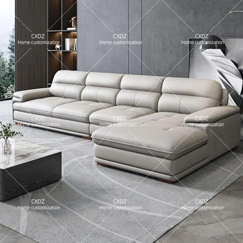 Modern Simple First Layer Cowhide Leather Sofa Living Room Left Right Size Apartment Nordic Leather Sofa Combination