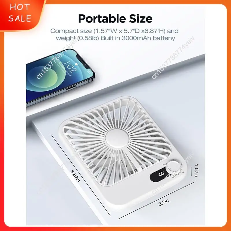 ポータブル充電式ファン 2 個パック – ミニバッテリー駆動のパーソナルファン、調整可能な 100 スピード風、静音動作デスクトップ A62X
