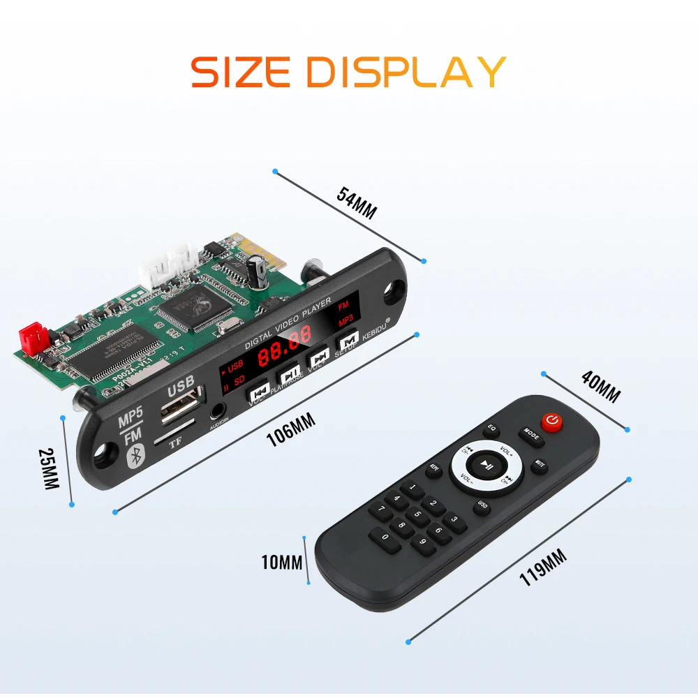 MP3 Decoder Board Wireless Bluetooth 5.0 DC 5V 12V Decoder MP3 MP4 Player MP5 Video Support USB TF FM Car Radio Module