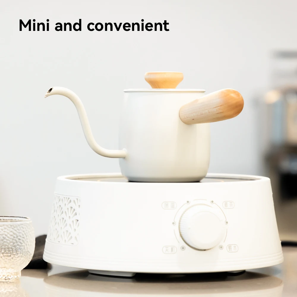 

CF WISDOM Drip Kettle Coffee Tea Pot Stainless Steel Gooseneck Drip Spout Wooden Handle Coffee Pot 350ML Black White