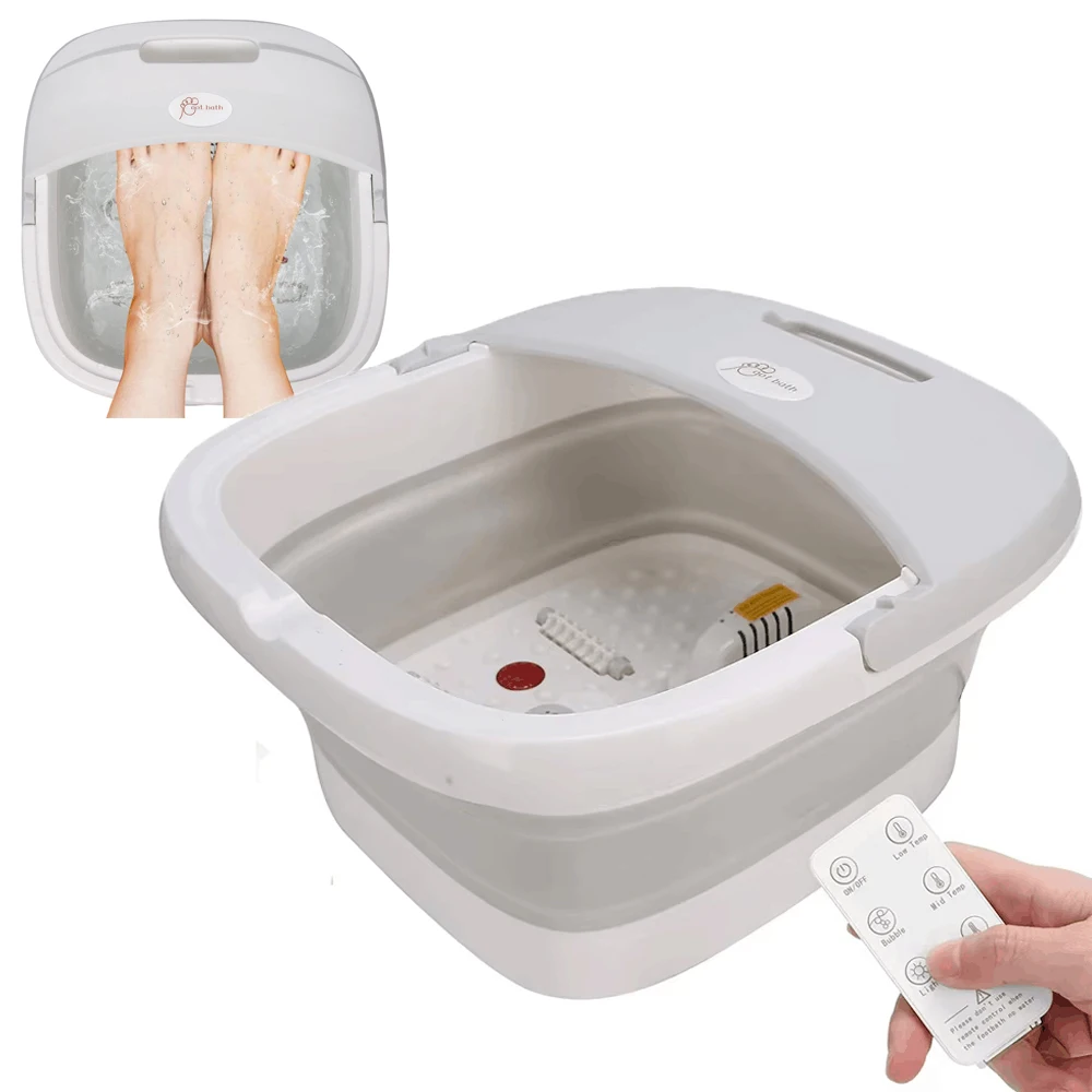 

Folding Foot Bath Massager Vibration Warm Foot Massager with 4Foot Rollers Temperature Tub Relieve Pain&Pressure Wireless Remote