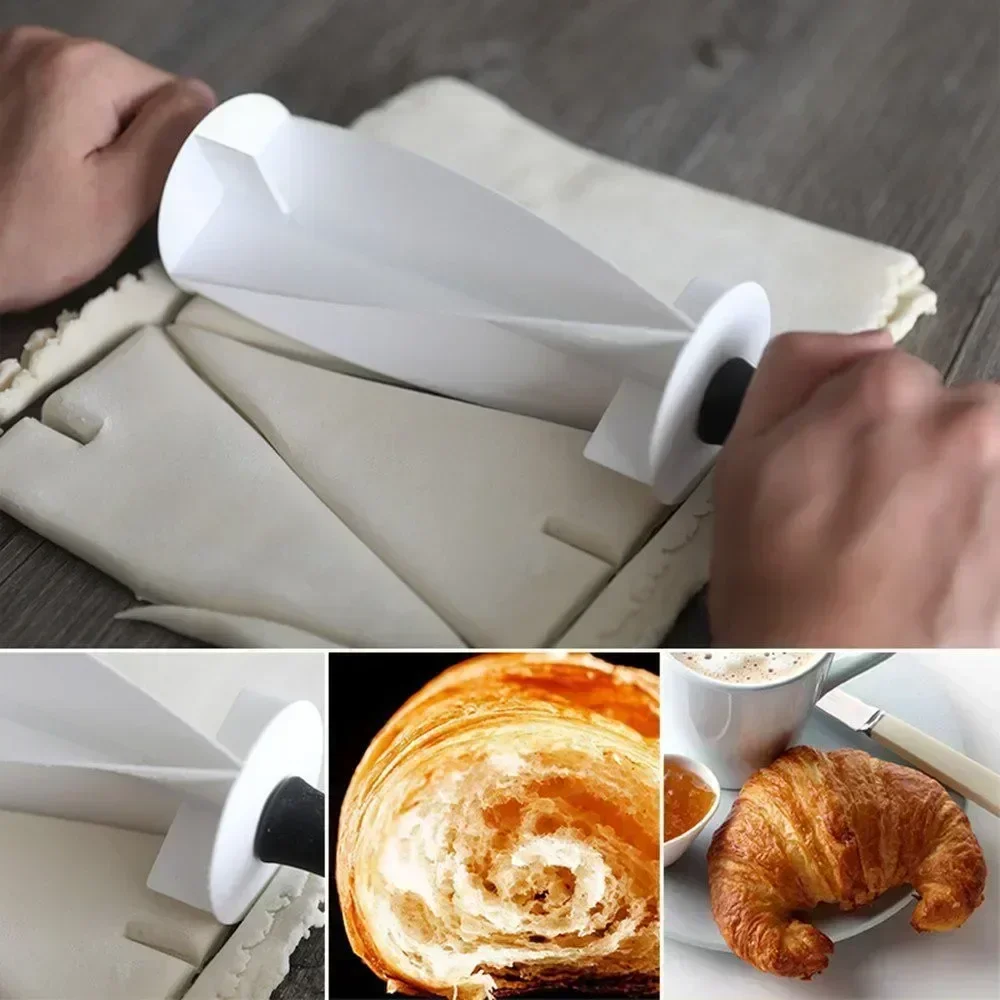 Croissant Bread Knife Dough Cutter Bread Slicer Non-stick Pastry Roller Machine with Handle Plastic Kitchen Mould Baking Tool