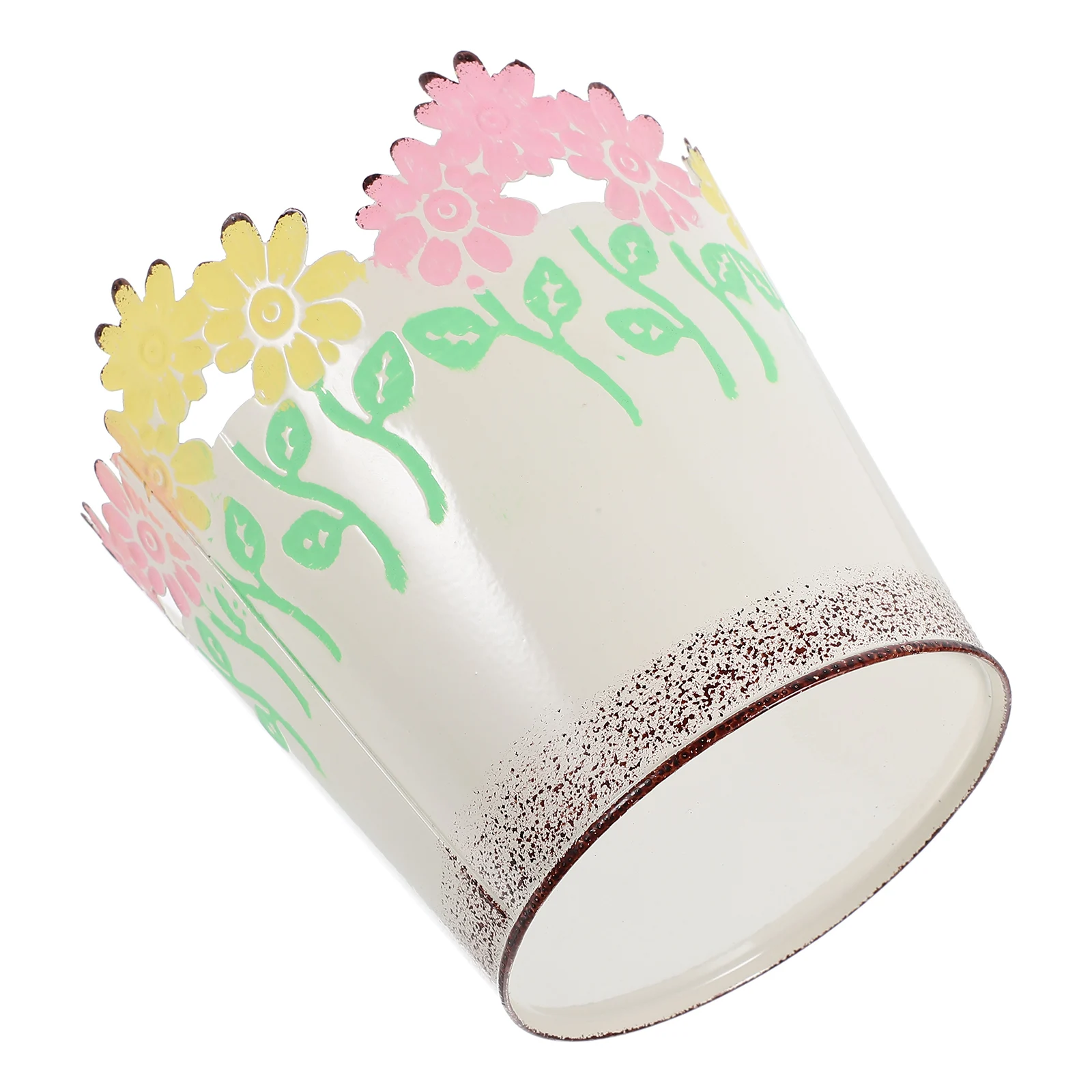 

Retro Iron Flower Bucket Vintage Metal Planter Decorative Floral Container Home Office Exhibition Dried Flowers Garbage Can