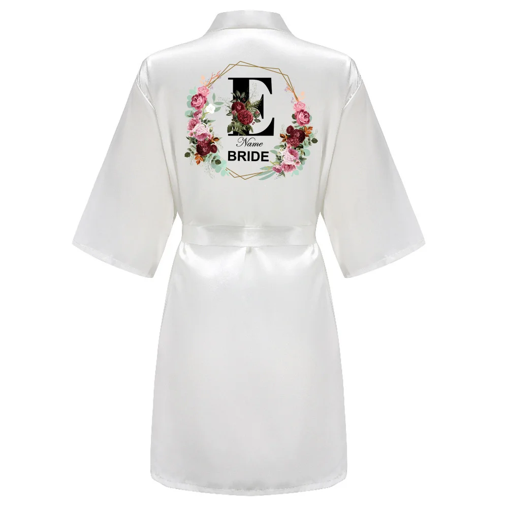 Customized Wedding Party Team Bride Robe Kimono Satin Pajamas Bridesmaid BathrobeTRS51