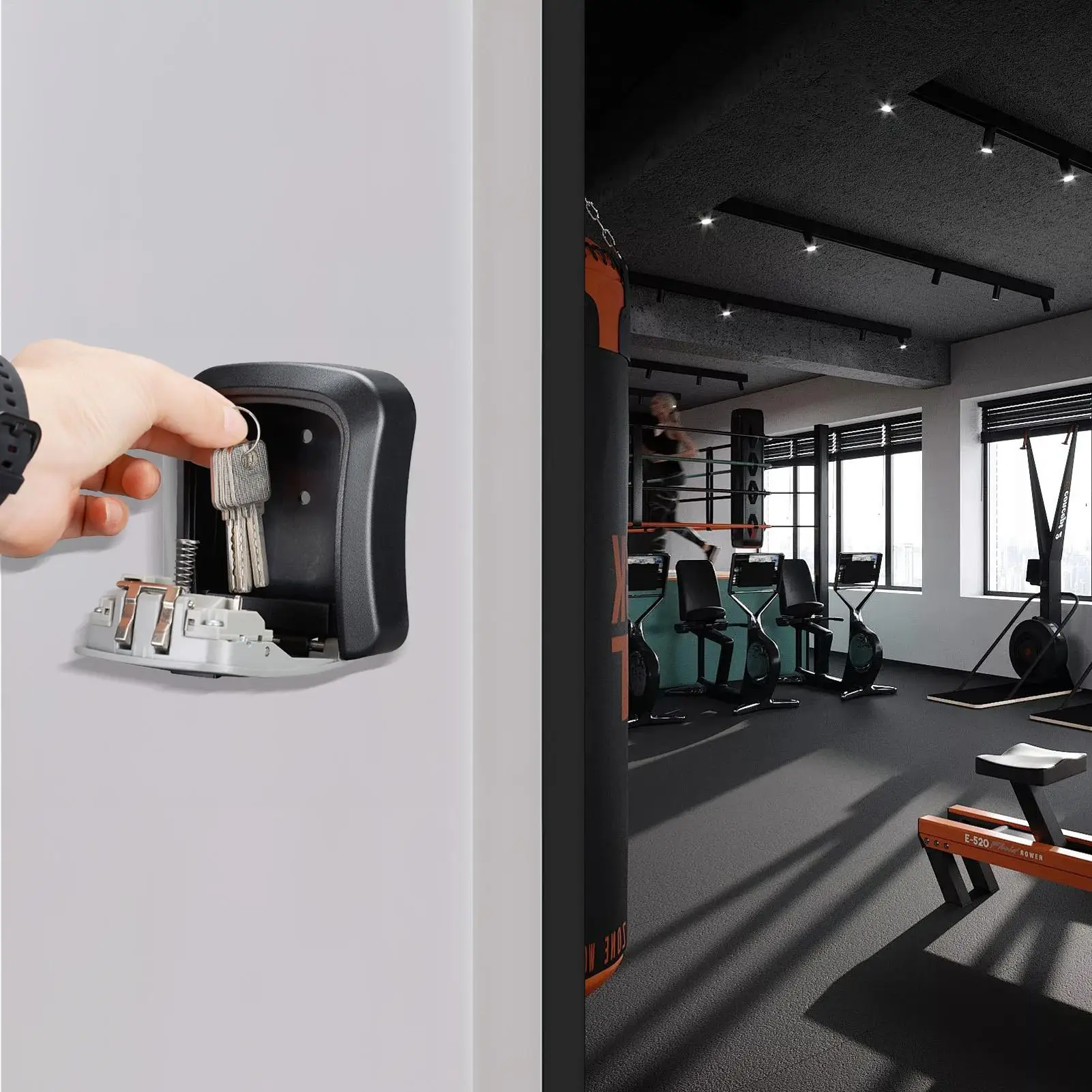 4-Digit Combination Key Storage Box, Resettable Code Key Safe, Security Lock Box for Home Apartment Garage Garden Car