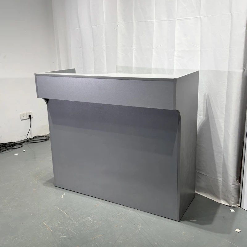 Wholesale MDF Cashier Counter Custom Retail Checkout Desk with Wood Shelf & Glass Display