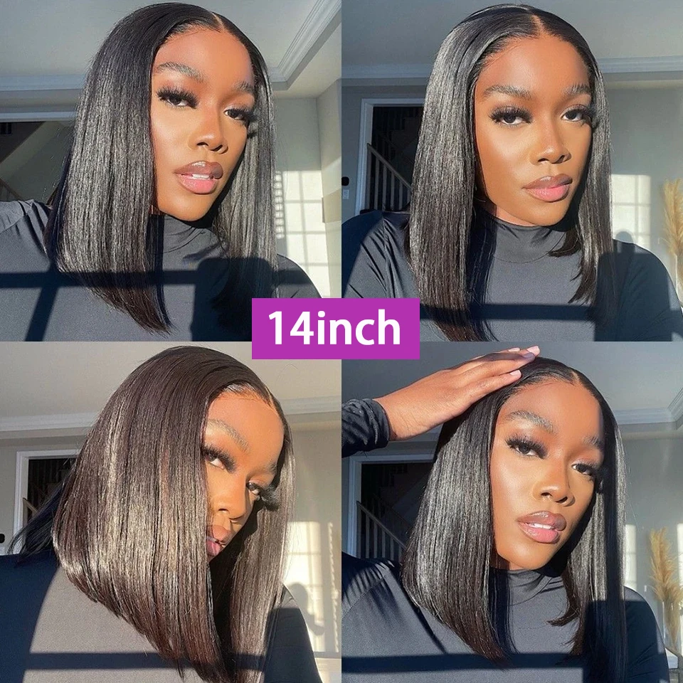 Transparent 13x4 Lace Front Straight Short Bob Wigs Human Hair Bob Wig for Women 100% Human Hair Lace Wig Ready to Go Brazilian