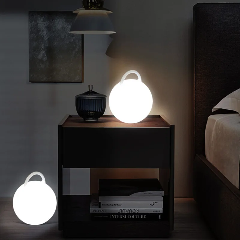 REAQ Bedroom Decoration LED Lamp With Handle D20*25cm Portable Luminous Nightlights Glowing Rechargeable Light Table Lamp Gifts