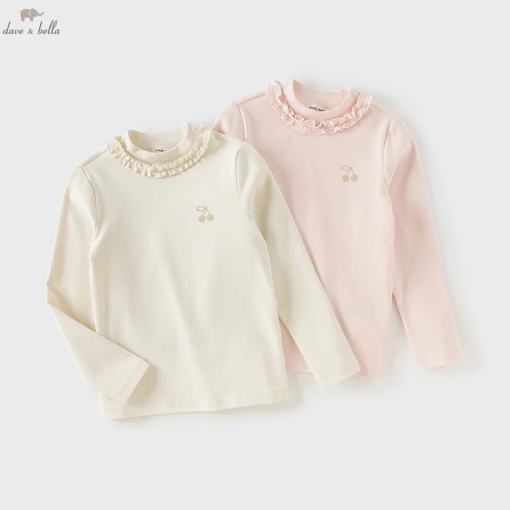 

Детские футболки Dave Bella, осенне-зимний хлопковый пуловер с длинными рукавами для девочек, повседневные топы с мягкой подошвой, детская одежда DK4253630