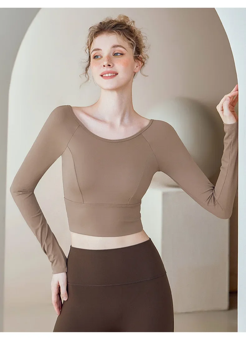 Atmungsaktives Mesh-Langarmshirt für Damen, Yoga-Fitness-Oberteil mit schönem Rückendesign, schnelltrocknend, ideal für Yoga-Shirts – Detail 10