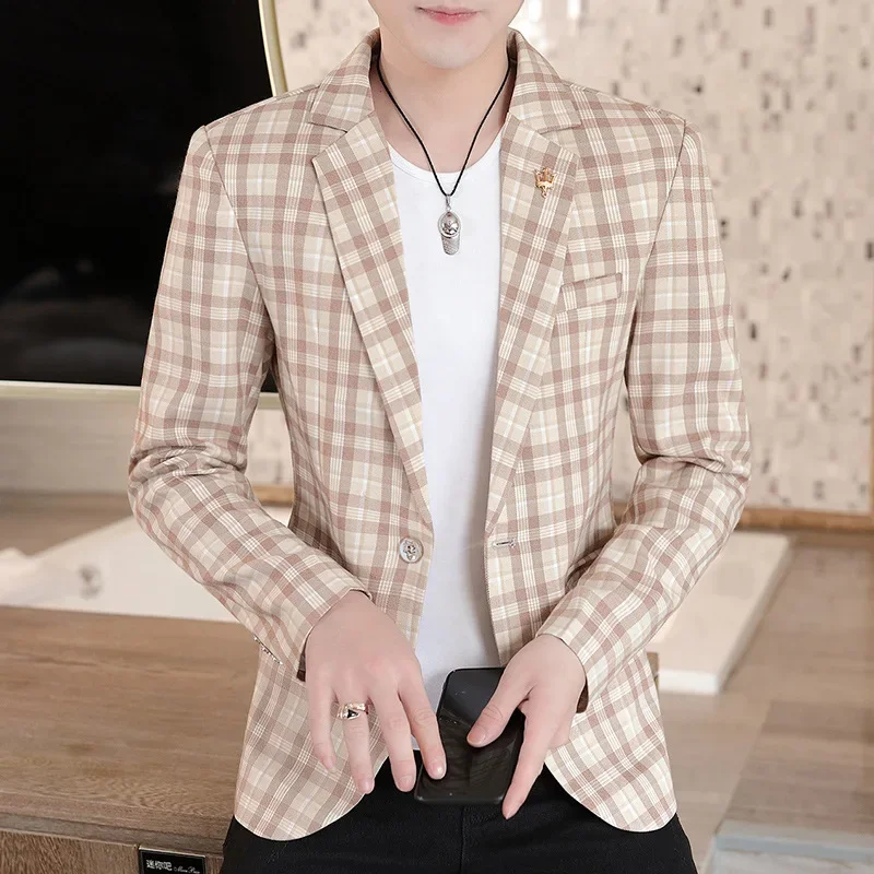 Boutique New Men's Casual Gentleman British Style Personality Korean Version Fashion Best Man Small Suit Men's Slim Coat Suit