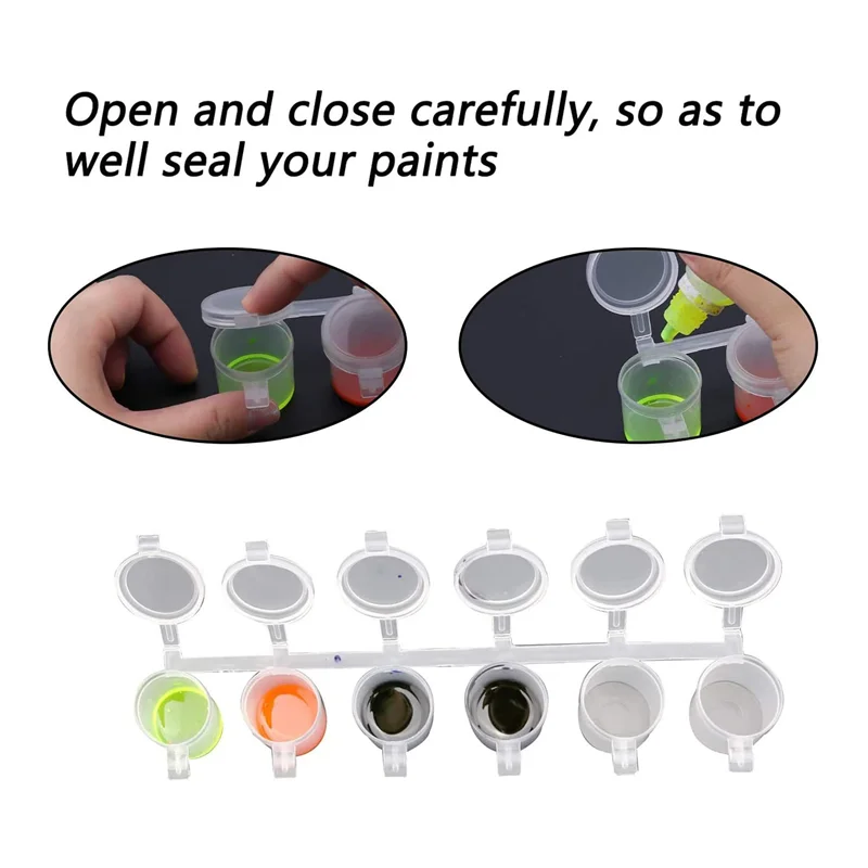 Recipientes De Armazenamento De Plástico Transparente, Tiras De Pintura Vazias, Panelas De Copo, Mini Pote De Pintura, 5 Tiras, 30 Panelas, 10ml, 0,35 oz