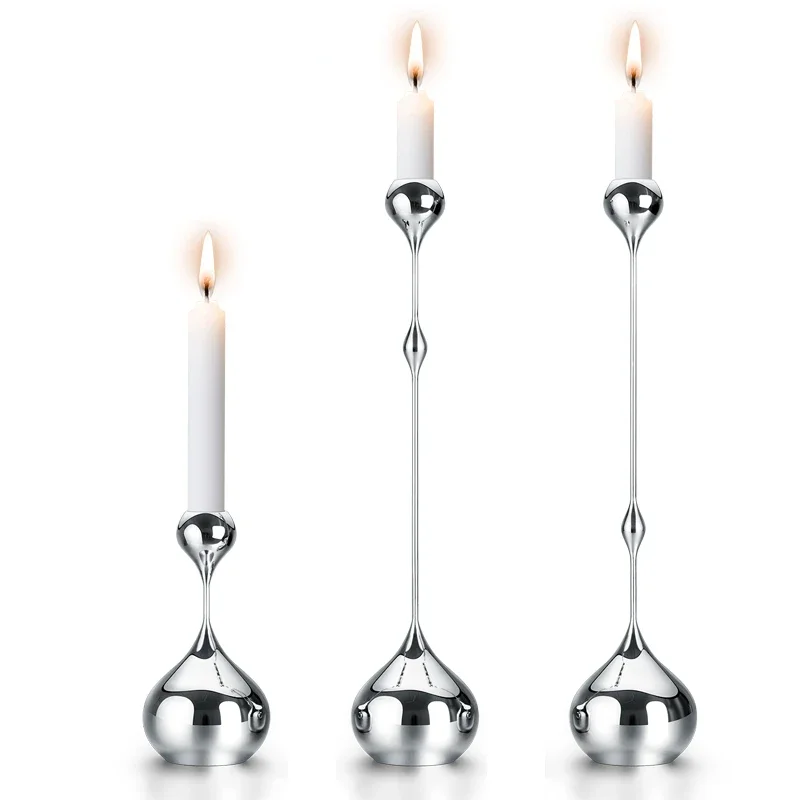 Light Luxury Stainless Steel Hand-Polished Water Drop Candlestick Decoration High-End Home Table Decoration Gift