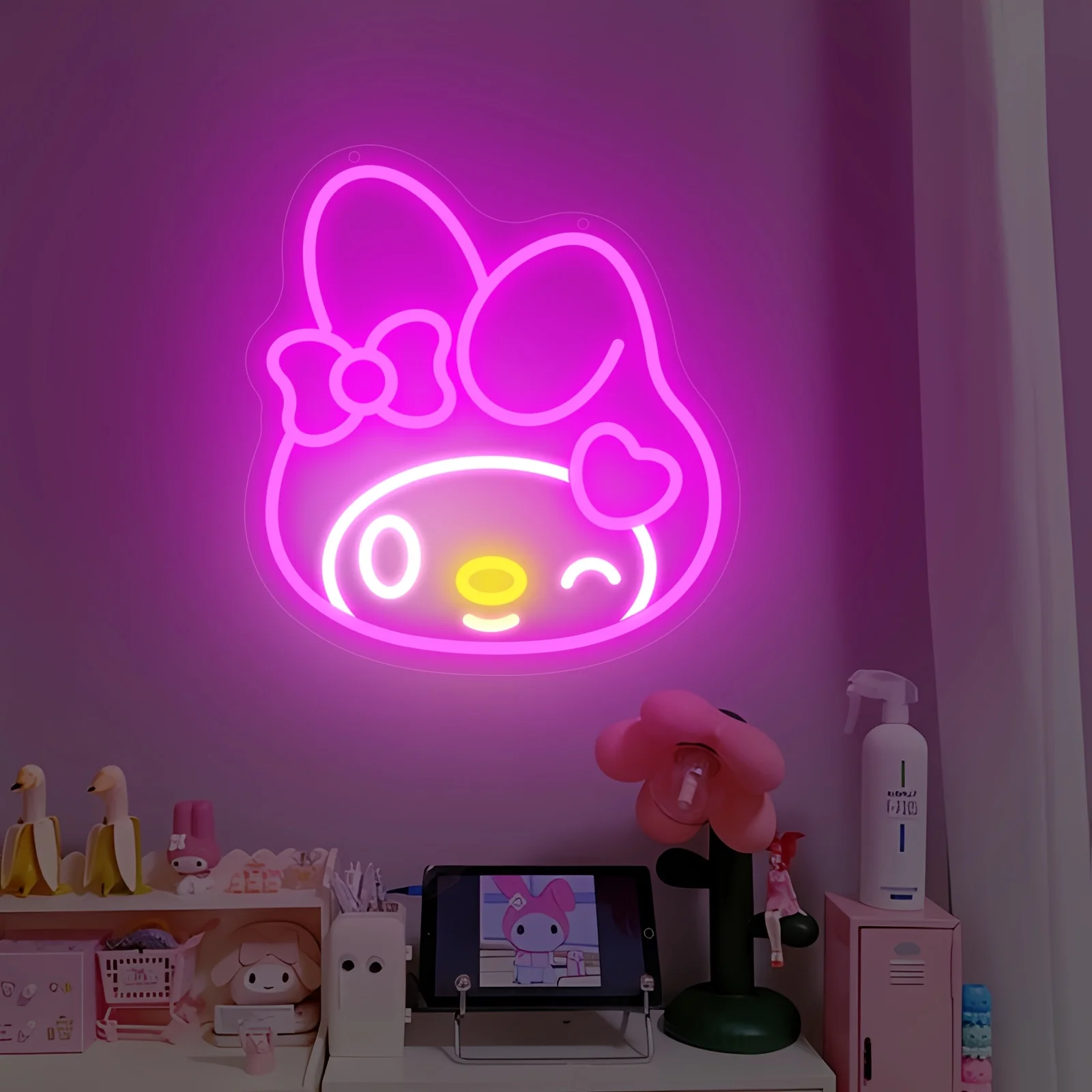 

Sanrio My Melody Neon Sign Birthday Gifts Kawaii LED Neon Light Dimmable for Wedding Party Bedroom Vanity Kids Room Decor Gifts