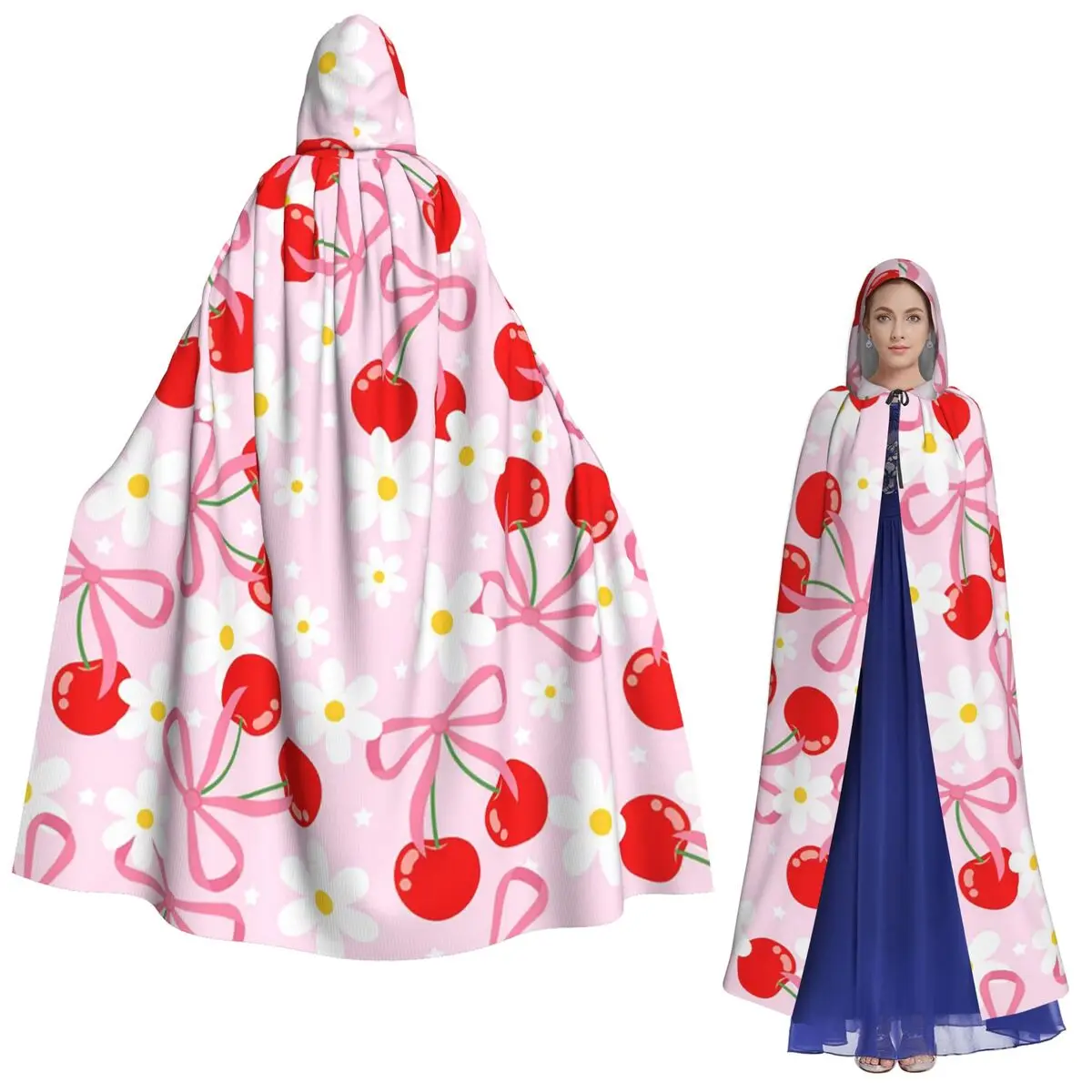 

Длинный плащ с капюшоном вишни, средневековый костюм ведьмы, накидка для косплея, накидка на Хэллоуин, вампир, для взрослых, унисекс