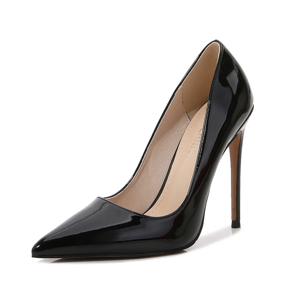 

Show Fashionable High-End Pointed Toe Ultra-Slim High Heels Patent Leather Glossy Light Mouth Single Shoes Rhinestone Temperamen
