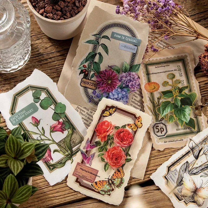 10 PCS retro literature and art collage sticke 6 models Double-material size base decoration creative border large Scrapbooking