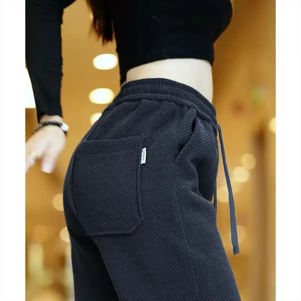 Casual Knitted Galaxy Patterned Straight Leg Pants Women's Autumn Winter Fashion Sporty Long Trousers Comfortable Loose Fit