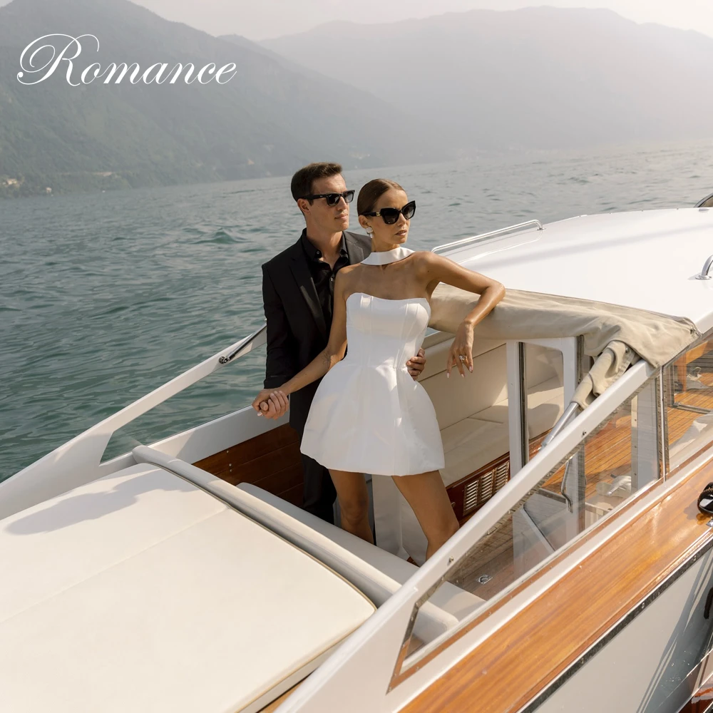 

Simple Pleat Short A-Line Wedding Dress Women 2026 Strapless Shawl Sleeveless Open Back Above-Knee Vestidos De Novia Customized