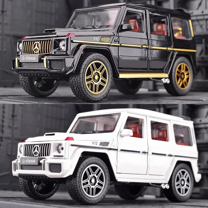 1:24 simulation Mercedes-Benz G63 AMG alloy car model off-road vehicle metal ornaments sound and light pull back toy collection