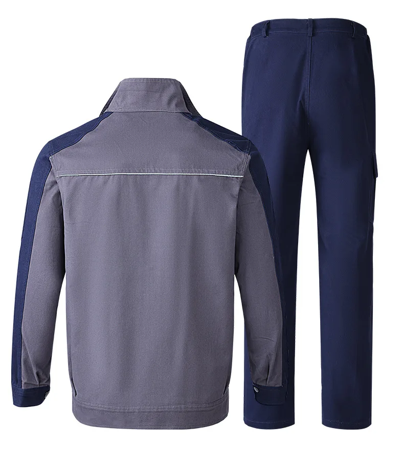 Herren-Arbeitsanzug aus strapazierfähiger Baumwolle, zweiteilig, mit mehreren Taschen, Jacke und Cargohose, Outdoor-Arbeitsuniform, lässiger Alltagsanzug für die Baubranche. – Detail 4