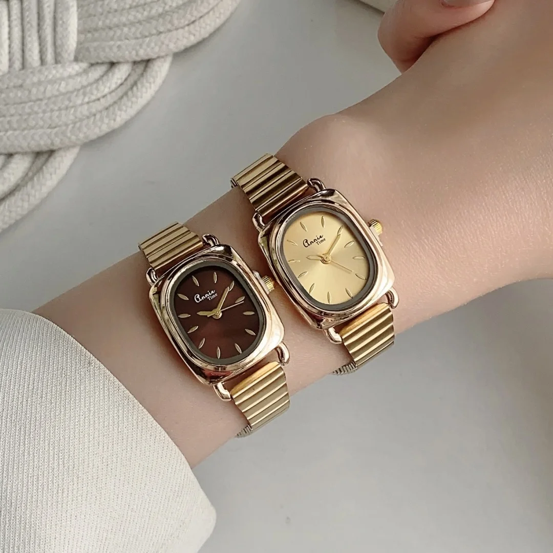 Newest Women's Wristwatch Gold Bracelets Adjustable Stainless Steel Band Oval Ladies Watches Quartz Female Clock Reloj Mujer