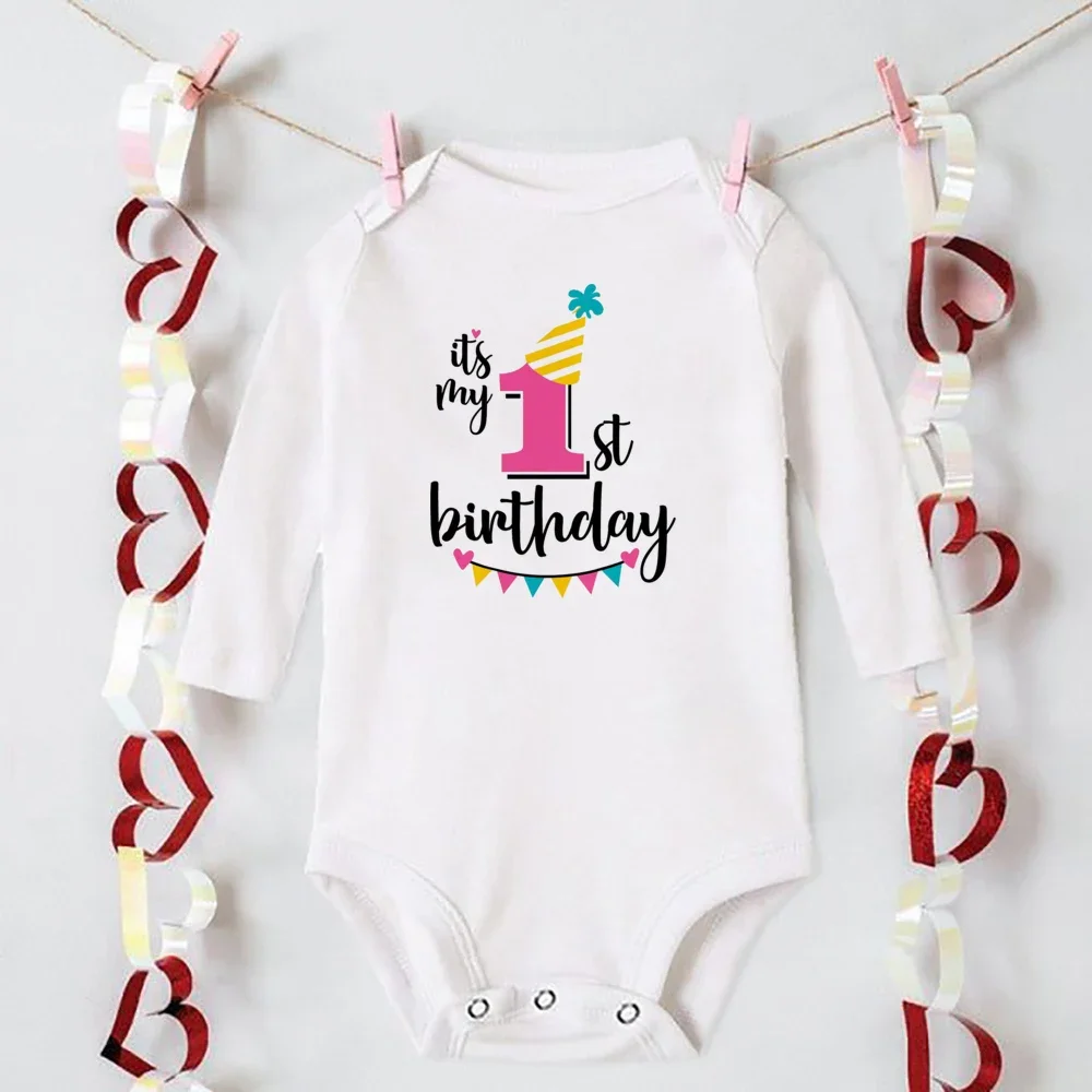 Il mio 1 ° compleanno tuta neonato vestiti per neonati tute per bambini ragazzi ragazze festa di compleanno abiti a maniche lunghe pagliaccetto regalo