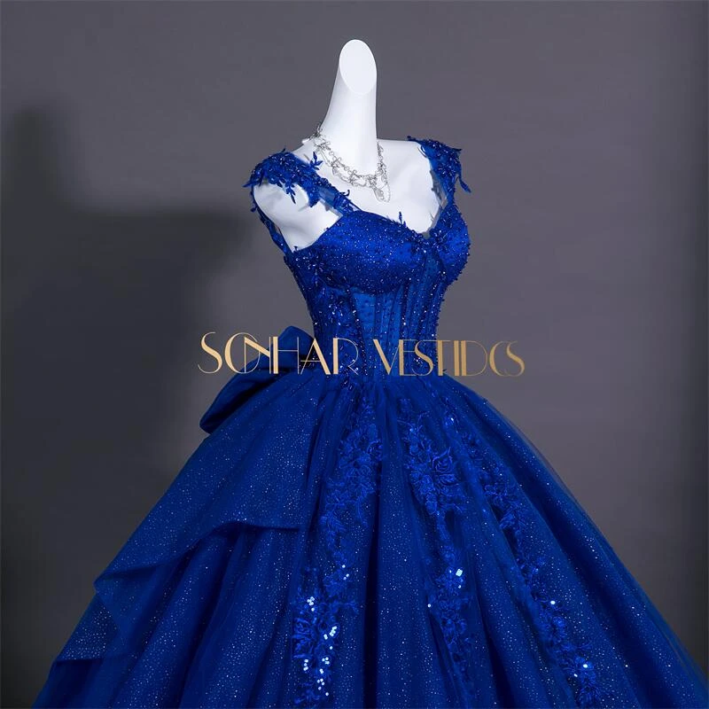 Sonhar Vestidos Royal Blue Party Dress 15 Quinceanera Dresses Shiny Prom Gown Birthday Party Ball Gown Customized Dress For Girl - view 5
